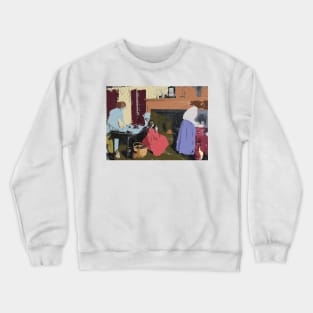 Apple Pie Baking, colorized in colonial red blue gray brown pale yellow Crewneck Sweatshirt